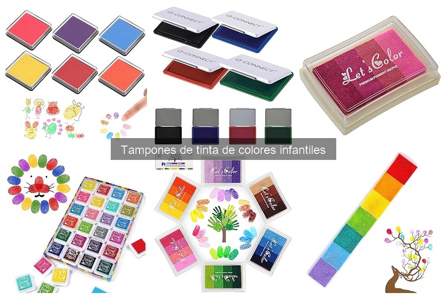 Tamaños y formas de tampones de tinta de colores infantiles